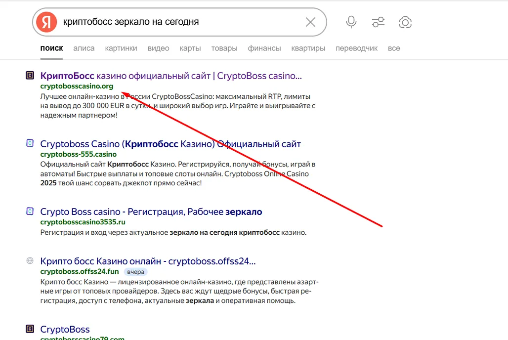 поиск зеркала Криптобосс
